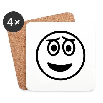 Emoji Skizze fröhlich schwarz - Untersetzer (4er-Set) - Weiß - Vorne