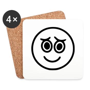 Emoji Skizze fröhlich schwarz - Untersetzer (4er-Set) - Weiß - Vorne