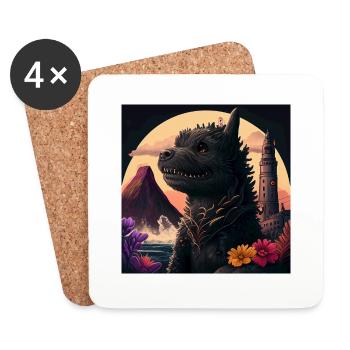 My Super Dogzilla - Coasters (set of 4) - white - Front