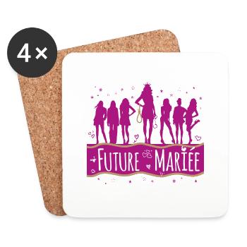 T-shirt EVJF Enterrement de vie jeune fille Mariée - Dessous de verre (lot de 4) - blanc - Devant