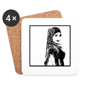 Fatima Al Fihri Portrait 43 - Coasters (set of 4) - white - Front