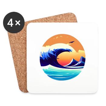 Surfer Planche de surf Surf Surf - Dessous de verre (lot de 4) - blanc - Devant