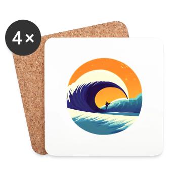 Surfer Surfing Surfboard Surfer Surfing - Coasters (set of 4) - white - Front