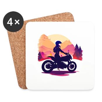 Moto Motocross Fan de moto Motocyclistes - Dessous de verre (lot de 4) - blanc - Devant