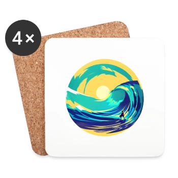 Surfer Planche de surf Surf Surf - Dessous de verre (lot de 4) - blanc - Devant