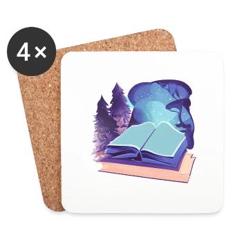 Lesen Geschenk Buch Leser Buchliebhaber Bücher - Untersetzer (4er-Set) - Weiß - Vorne