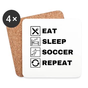 Eat Sleep Soccer Repeat - Coasters (set of 4) - white - Front
