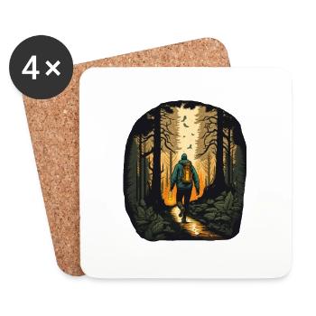Bier Wanderung durch Natur und Wald - Untersetzer (4er-Set) - Weiß - Vorne