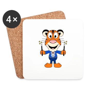 ZAUBERER - TIGER - ZAUBERN - ZAUBEREI - TIER - Untersetzer (4er-Set) - Weiß - Vorne