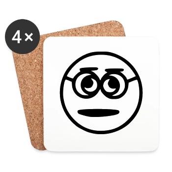 Emoji Skizze Brille schwarz - Untersetzer (4er-Set) - Weiß - Vorne