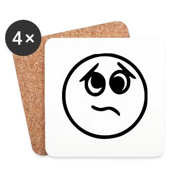 Emoji sketch nervous black - Coasters (set of 4) - white - Front