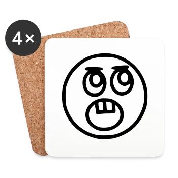 Emoji Skizze überrascht schwarz - Untersetzer (4er-Set) - Weiß - Vorne