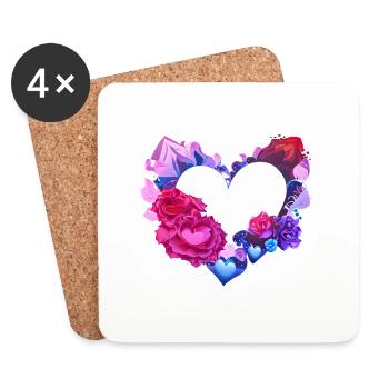 Muttertag Hochzeit Valentinstag Liebe Verlobung - Untersetzer (4er-Set) - Weiß - Vorne