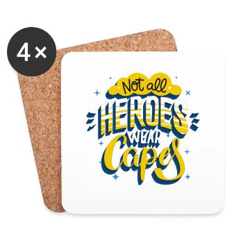 Black Yellow Simple Typography T Shirt. - Coasters (set of 4) - white - Front