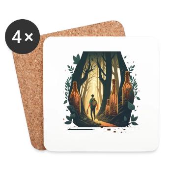 Randonneurs dans la forêt pleine de bière - Dessous de verre (lot de 4) - blanc - Devant