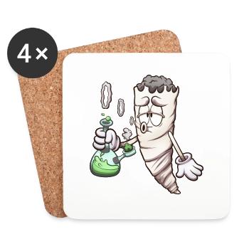 Funny Cartoon Joint With Bong - Coasters (set of 4) - white - Front