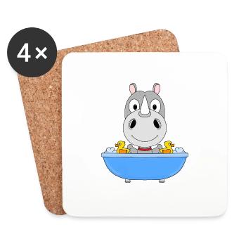 NASHORN - BADEWANNE - BADEN - TIER - TIERISCH - Untersetzer (4er-Set) - Weiß - Vorne