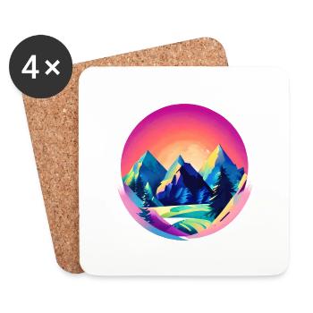 Mountains Mountain hiking Hiking Mountain hikers Hiking - Coasters (set of 4) - white - Front