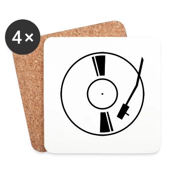 Disque vinyle noir - Dessous de verre (lot de 4) - blanc - Devant