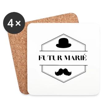 Futur marié - Dessous de verre (lot de 4) - blanc - Devant
