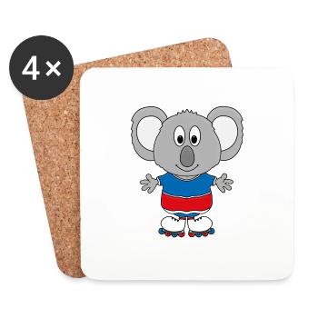 KOALA - INLINER - SPORT - FITNESS - TIER - Untersetzer (4er-Set) - Weiß - Vorne