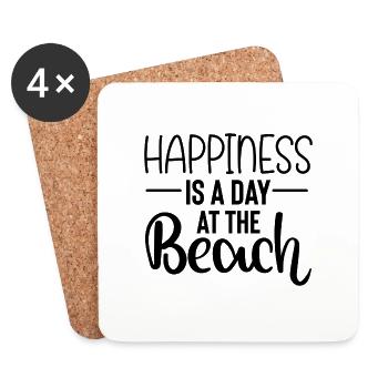 Happiness is a Day at the Beach - Untersetzer (4er-Set) - Weiß - Vorne
