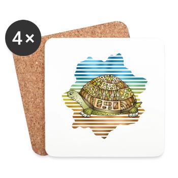 Tortue - Dessous de verre (lot de 4) - blanc - Devant