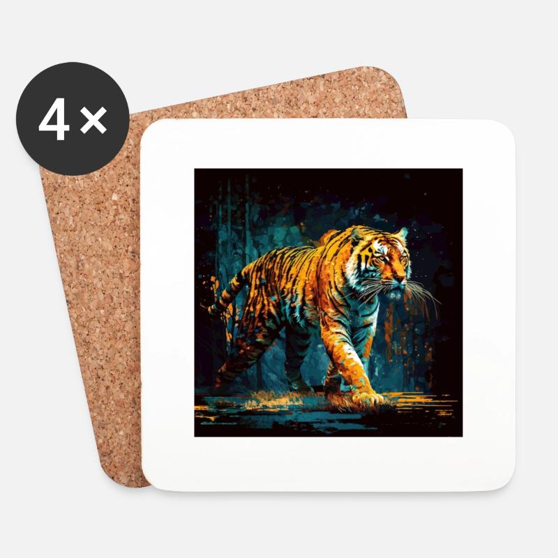 Bengalischer Tiger, Trail-Jäger - Untersetzer (4er-Set) - Weiß