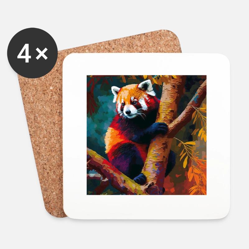 Roter Panda Aussichtspunkt - Untersetzer (4er-Set) - Weiß