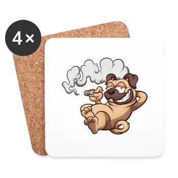Pug Smoking A Joint - Coasters (set of 4) - white - Front