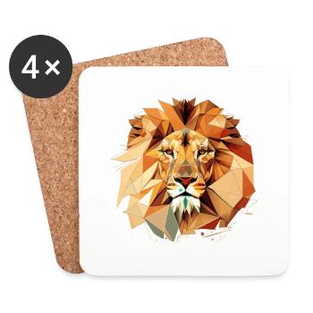Vector Lion's Head Gift - Coasters (set of 4) - white - Front