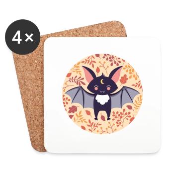 Bat with autumn pattern - Coasters (set of 4) - white - Front