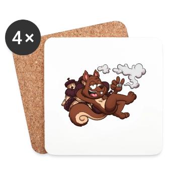 Squirrel Smoking A Joint - Coasters (set of 4) - white - Front