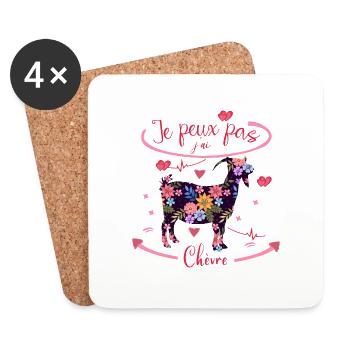 j'peux pas j'ai chèvre - Dessous de verre (lot de 4) - blanc - Devant