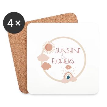 SUNSHINE AND FLOWERS - Coasters (set of 4) - white - Front