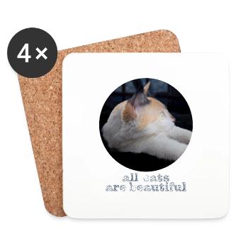 All cats are beautiful - Coasters (set of 4) - white - Front