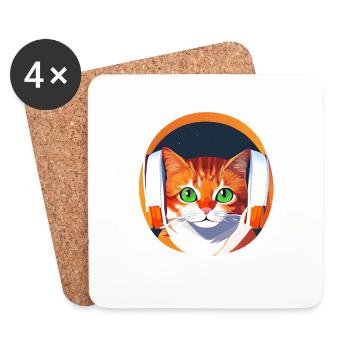 Chaton Chaton Propriétaire de chat Chat domestique - Dessous de verre (lot de 4) - blanc - Devant