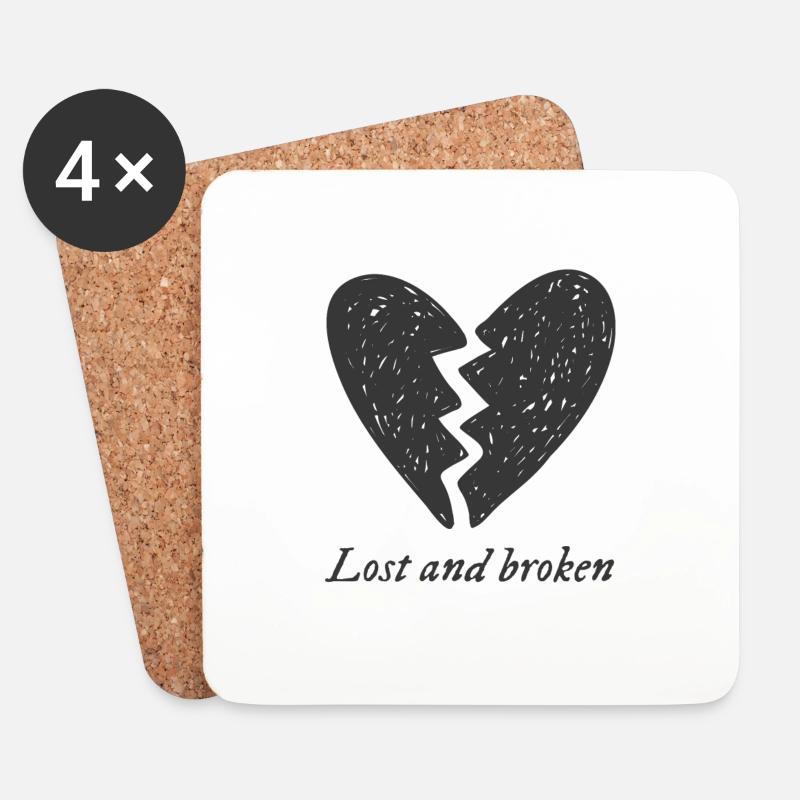 Lost and broken Gebrochenes Herz Zerbrochen - Untersetzer (4er-Set) - Weiß