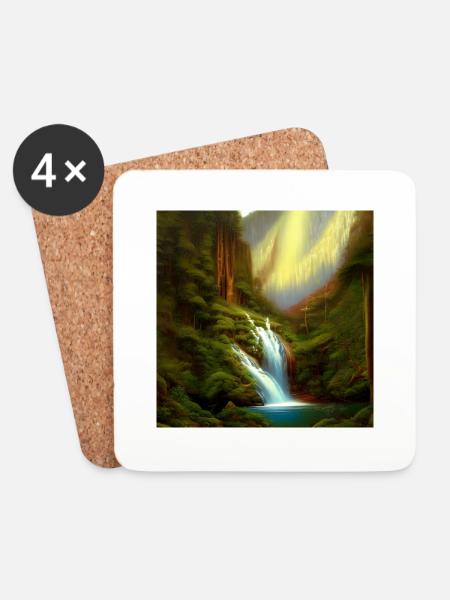 Wasserfall - Untersetzer (4er-Set) - Weiß