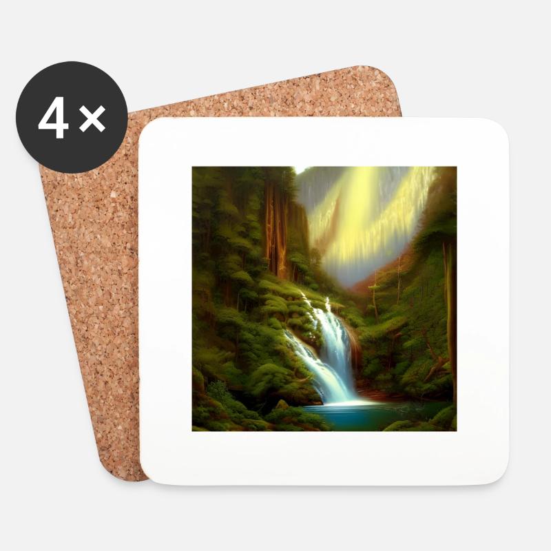 Wasserfall - Untersetzer (4er-Set) - Weiß