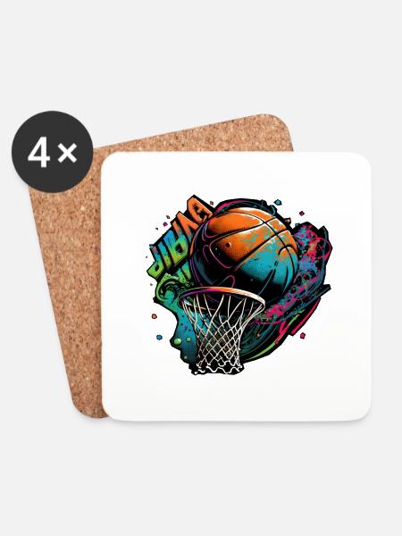 Colorful Basketball Graffiti - Coasters (set of 4) - white