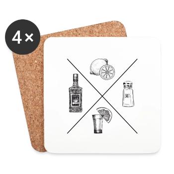 Tequila - THE combination of ingredients - Coasters (set of 4) - white - Front