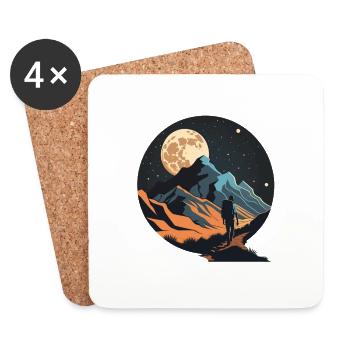 Hike in the moonlight Outdoor motif - Coasters (set of 4) - white - Front