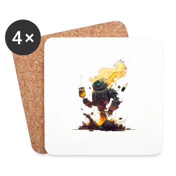 Cool robot who likes to drink craft beer - Coasters (set of 4) - white - Front