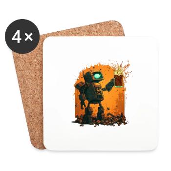 Robot drinks craft beer. Beer Shirt - Coasters (set of 4) - white - Front