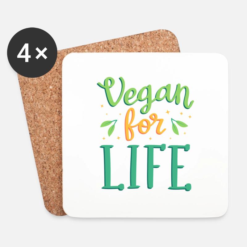 Vegan for life - Coasters (set of 4) - white