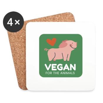 Vegan for animals - Coasters (set of 4) - white - Front
