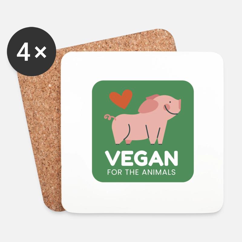 Vegan für Tiere - Untersetzer (4er-Set) - Weiß