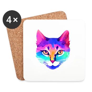 Cat Kitten Domestic Cat Pet Cat Owner - Coasters (set of 4) - white - Front