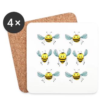 Bienen - Untersetzer (4er-Set) - Weiß - Vorne